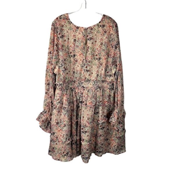 Torrid Plus Size 3X Floral Mini Tiered Dress Long Sleeve Boho Prairie Babydoll - Picture 2 of 4